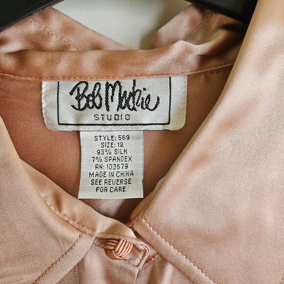 Bob Mackie silk charmeuse dusty pink blouse size 12 - Picture 4 of 6